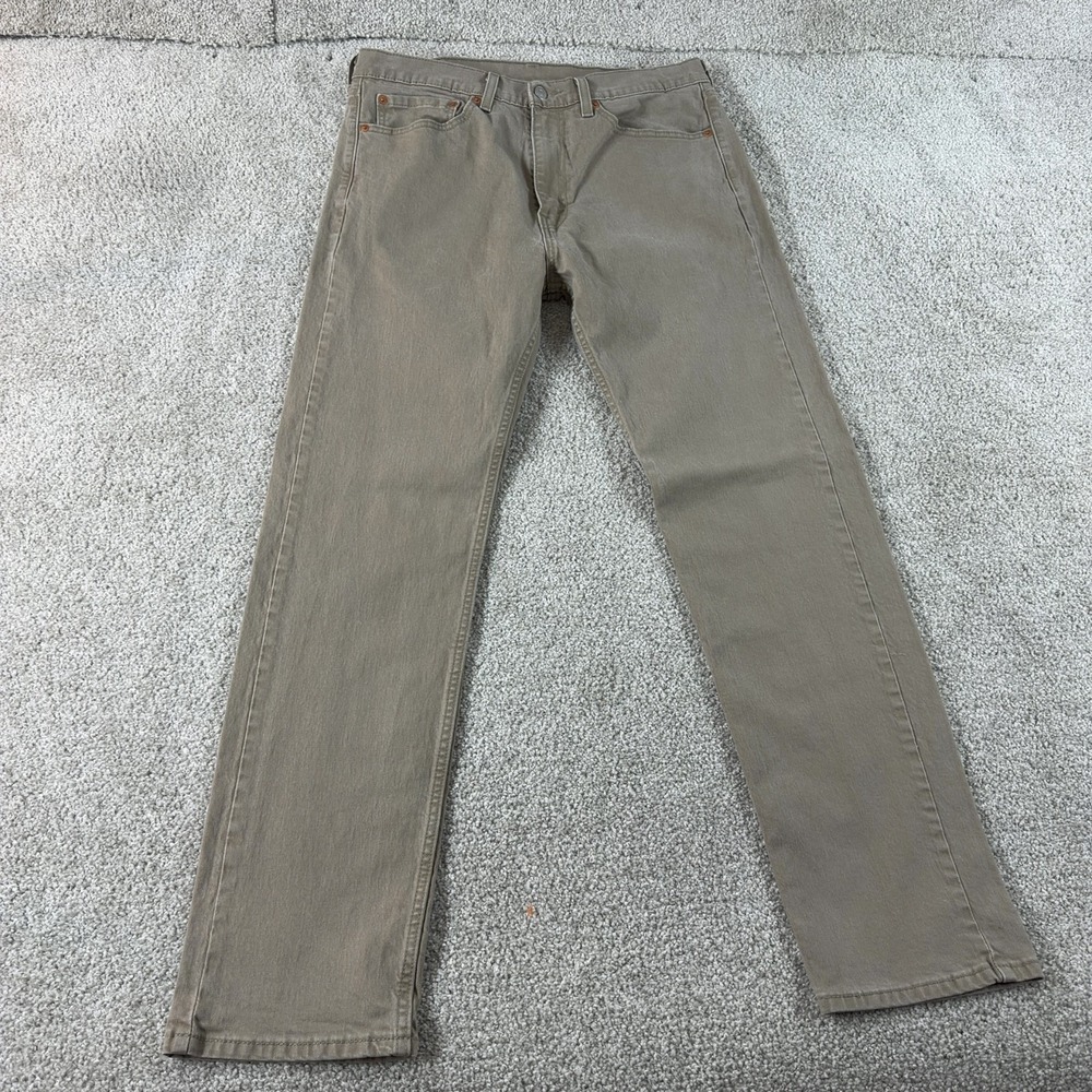 Levi 505 Regular Fit Jeans Mens 35x32 Tan Khaki Straight Leg Denim